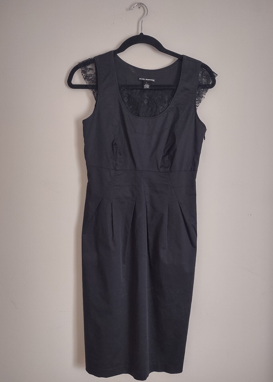 Club Monaco Black Lace Trim Sheath Dress Size 4 Career Cocktail